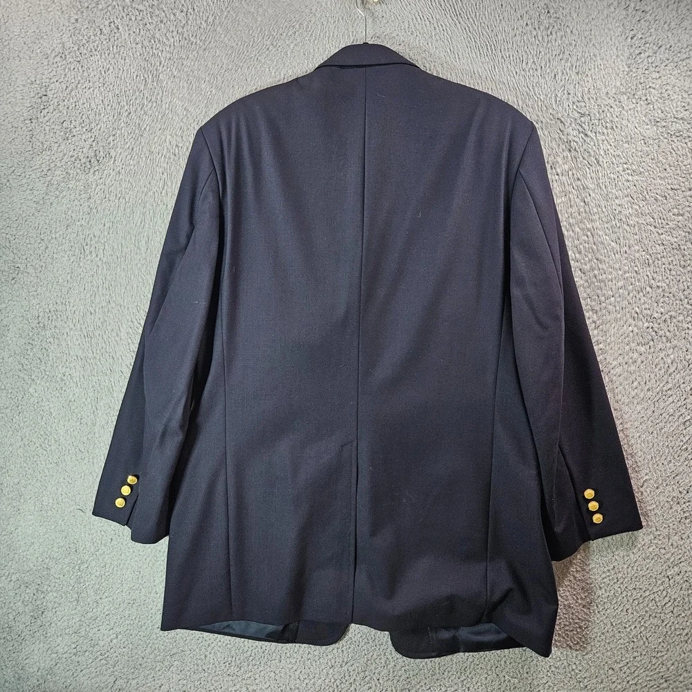 Brooks Brothers 43L Wool Suit Blazer Jacket Men Gold Button Brooksease Dark Navy
